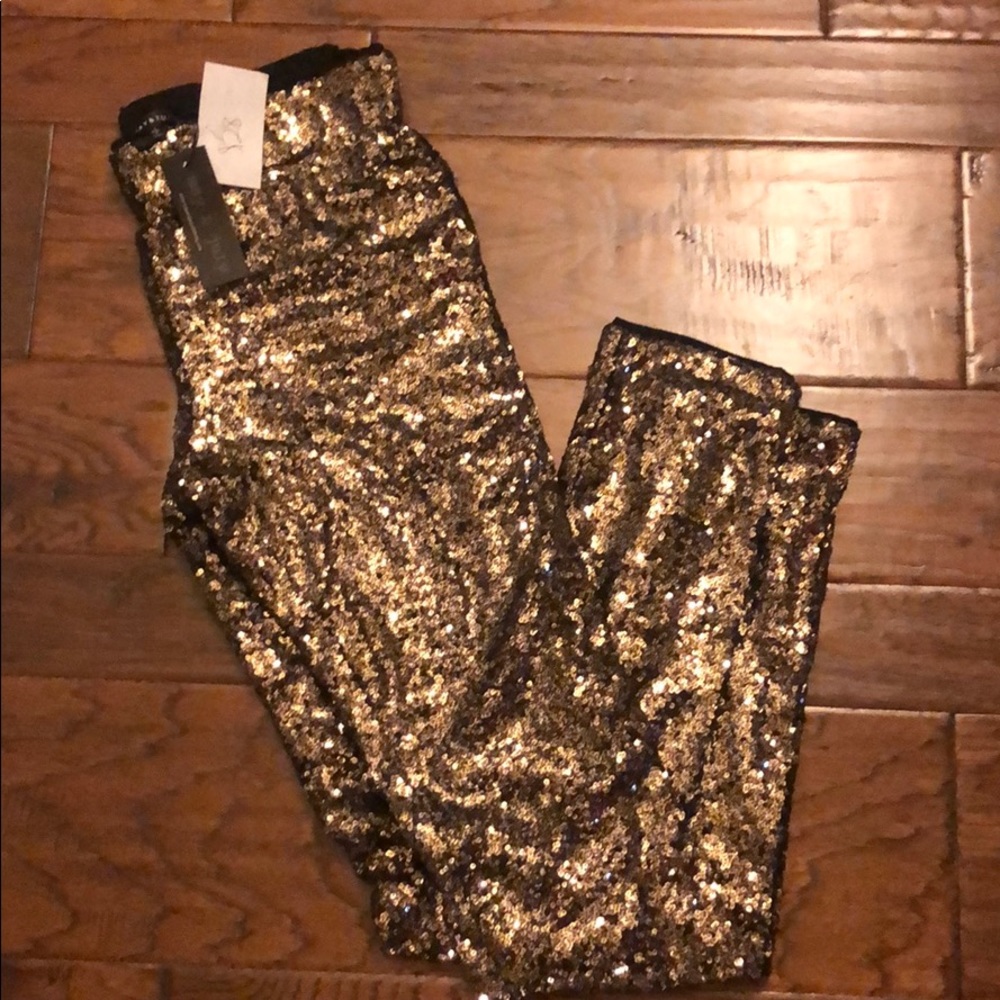 Gold sequin leggings